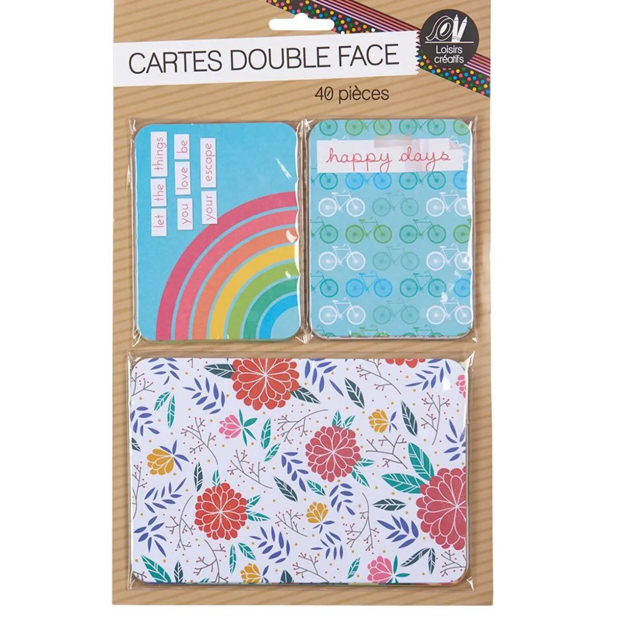 Carte imprimée double face multicolore x40