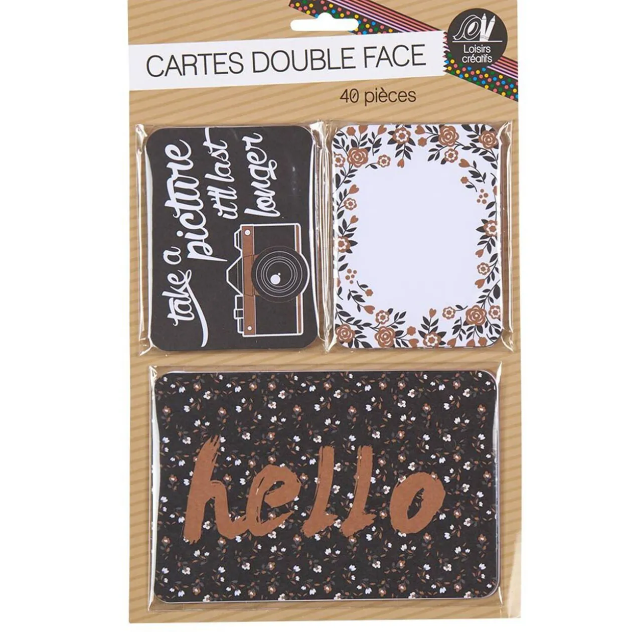 Carte imprimée double face noir doré x40