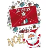Carte Joyeux Noël porte billet motif cadeaux Père Noël rouge et blanc