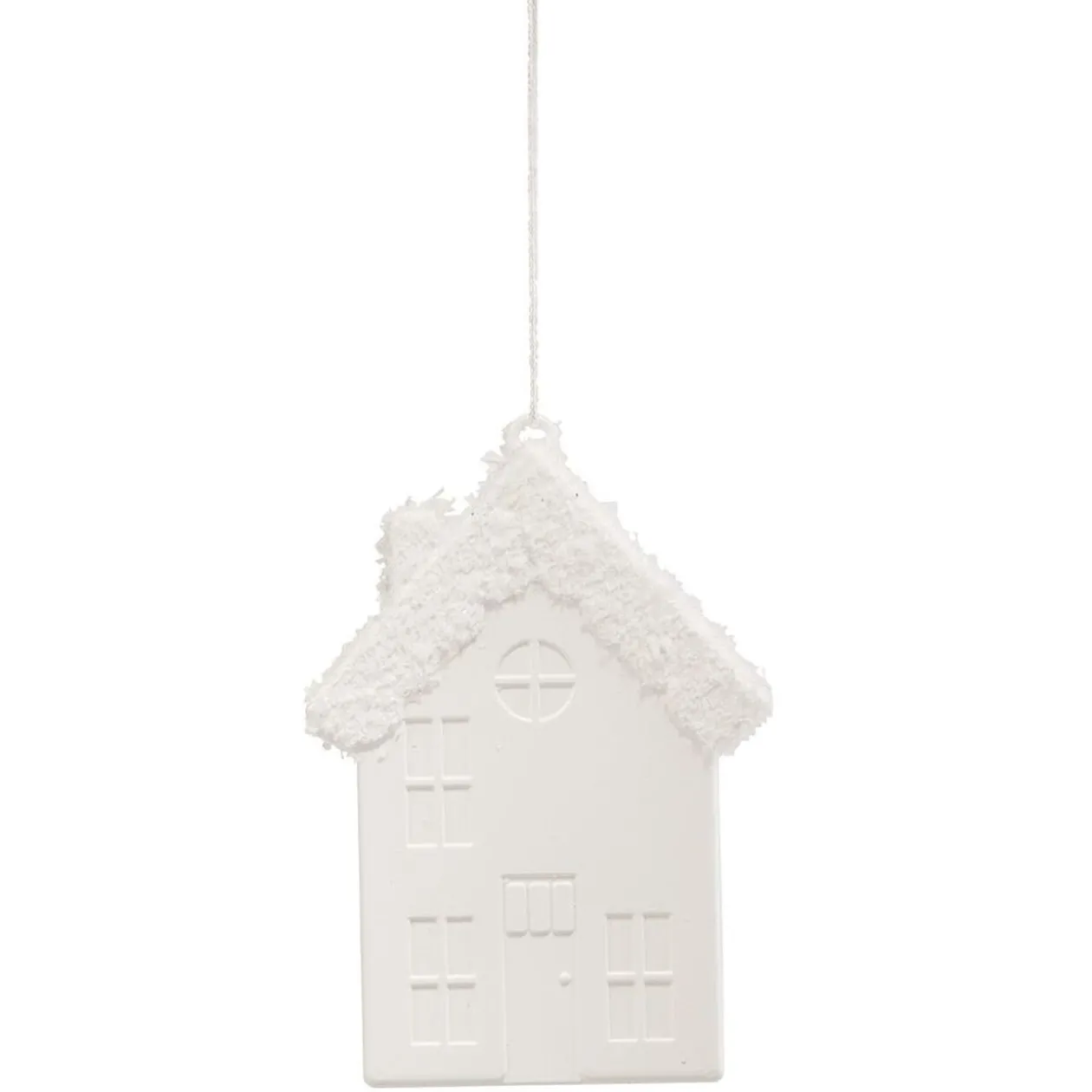 Chalet déco à suspendre Noël blanc H.10 cm x5