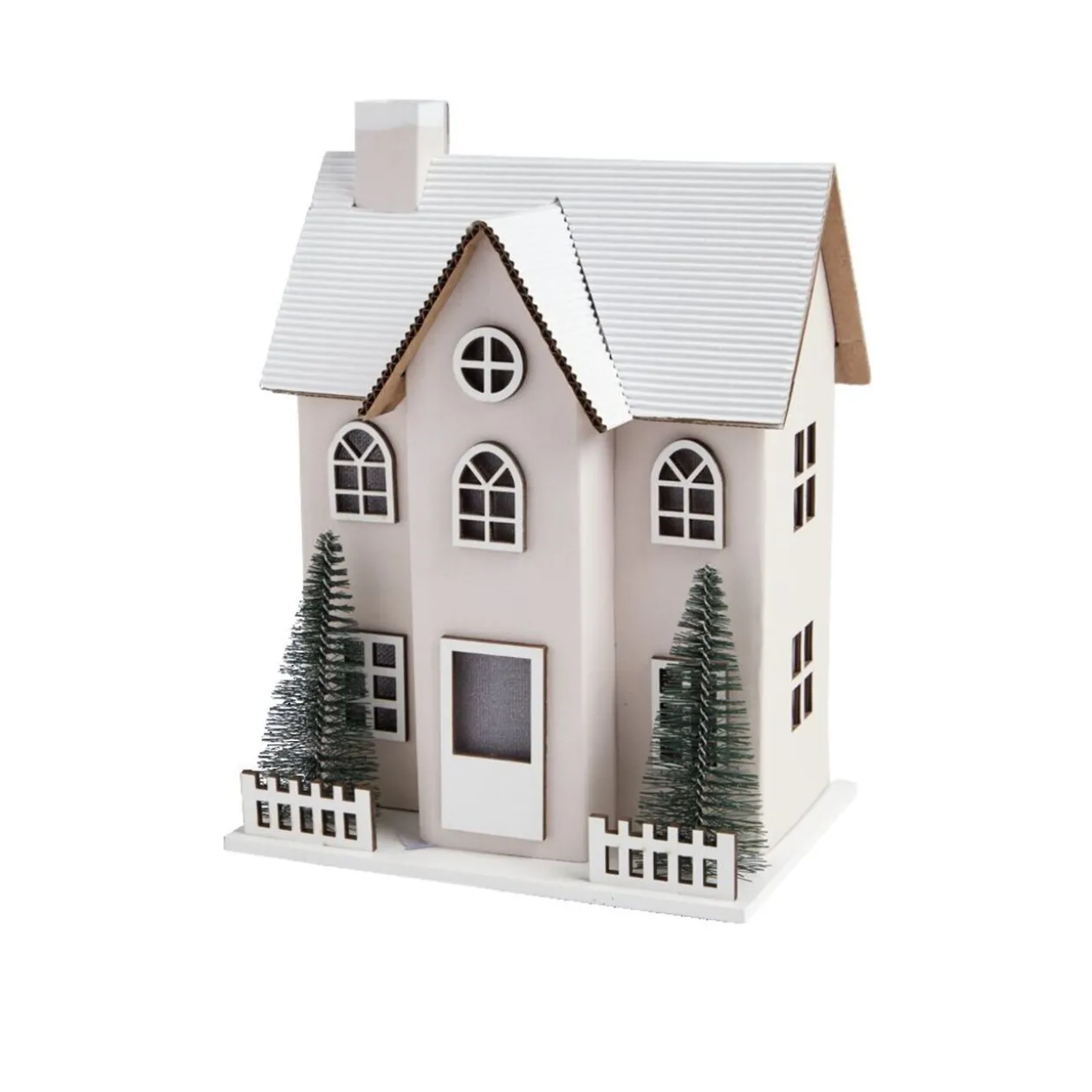 Chalet de Noël lumineux H20,5cm - 2 coloris rouge ou blanc
