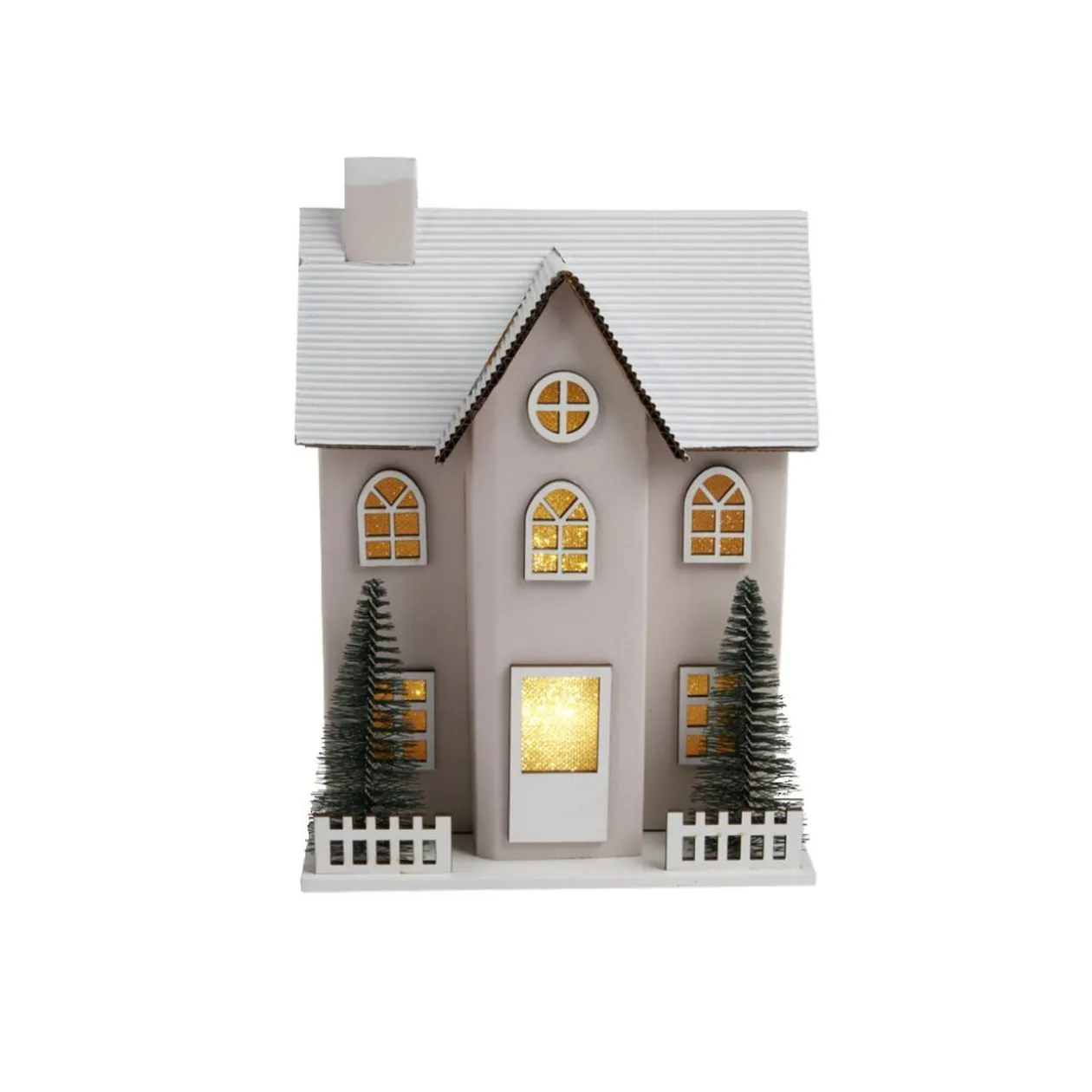 Chalet de Noël lumineux H20,5cm - 2 coloris rouge ou blanc