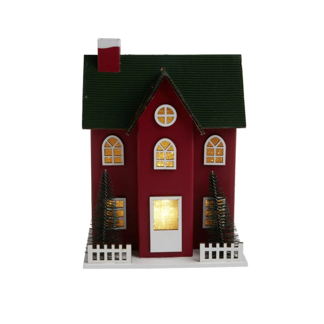 Chalet de Noël lumineux H20,5cm - 2 coloris rouge ou blanc