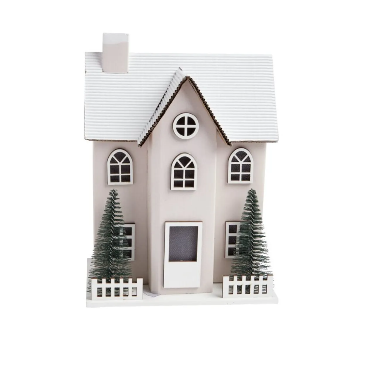 Chalet de Noël lumineux H20,5cm - 2 coloris rouge ou blanc