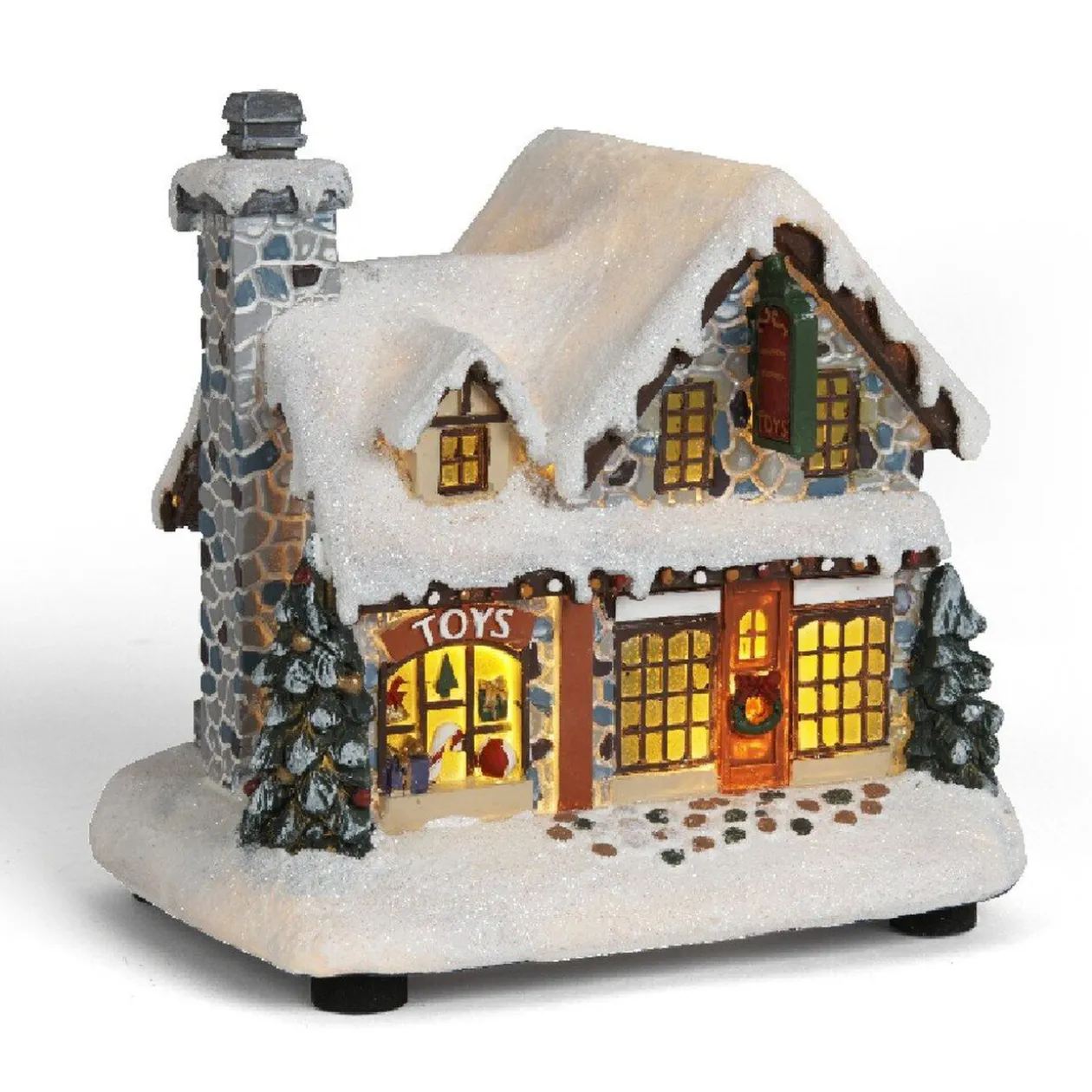 Chalet enneigé lumineux résine