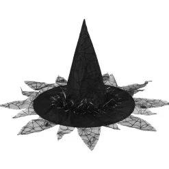 Chapeau de sorcière et toiles d'araignées Halloween noir