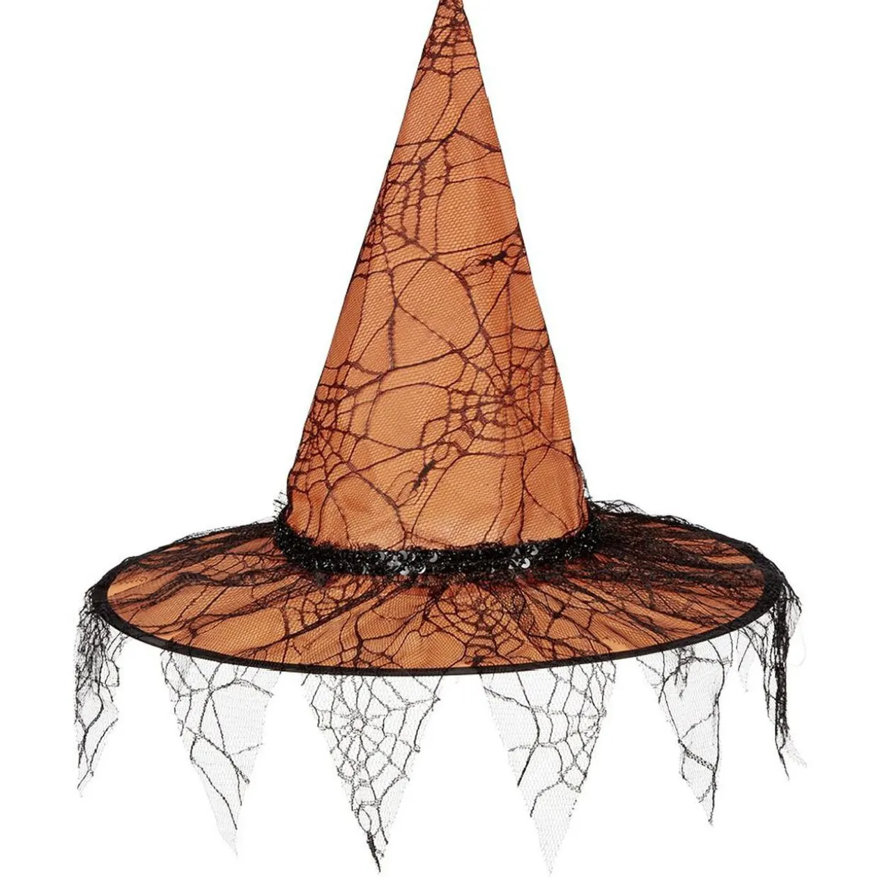 Chapeau de sorcière Halloween avec dentelle Ø40xH37cm