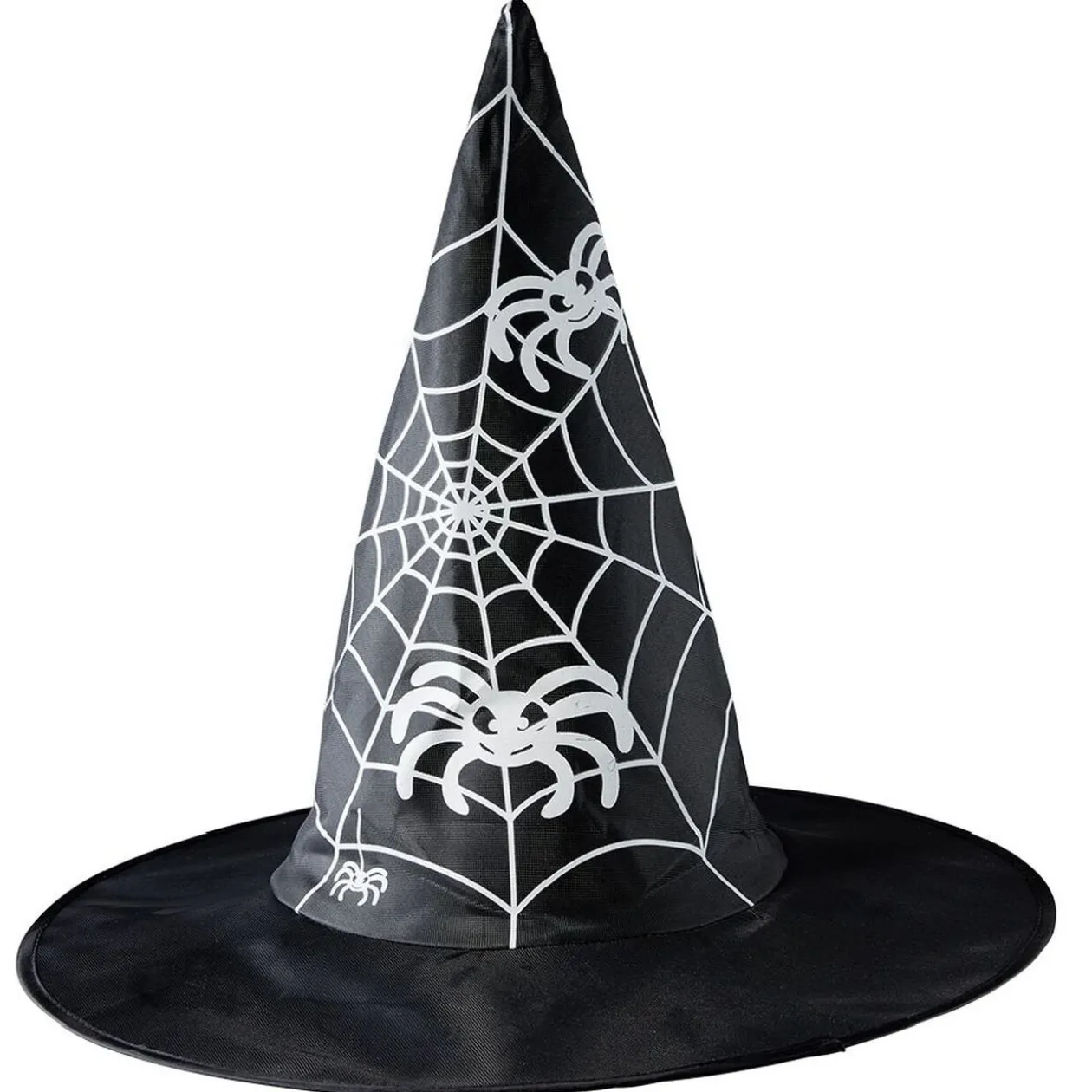 Chapeau de sorcière imprimé toile d'araignée phosphorescent Ø40cm
