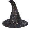 Chapeau de sorcière noir lune doré Halloween