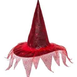 Chapeau de sorcière rouge déguisement Halloween