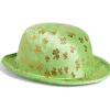 Chapeau Saint-Patrick taille adulte polyester vert avec trèfles dorés