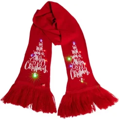 Écharpe Merry Christmas lumineuse 12LED rouge