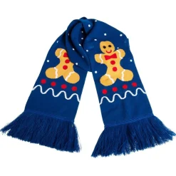 Écharpe Noël bonhomme pain d'épice marron et bleu