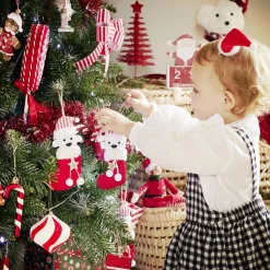 Chaussette à suspendre ourson "Mon 1er Noël" 7,5x15cm