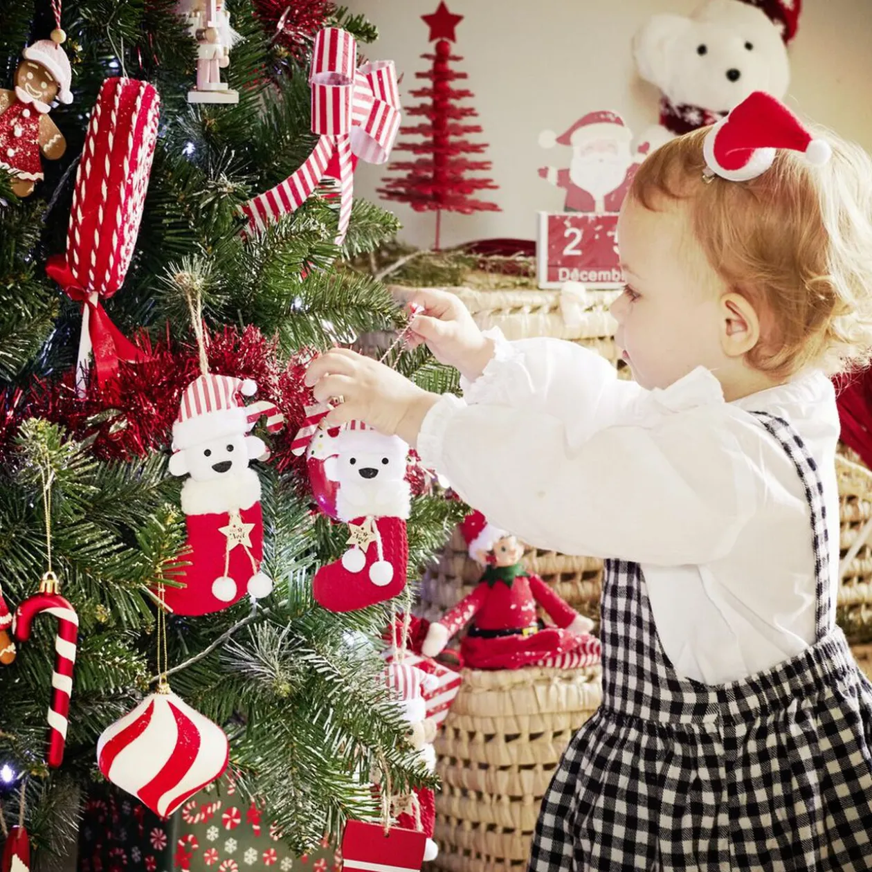 Chaussette à suspendre ourson "Mon 1er Noël" 7,5x15cm