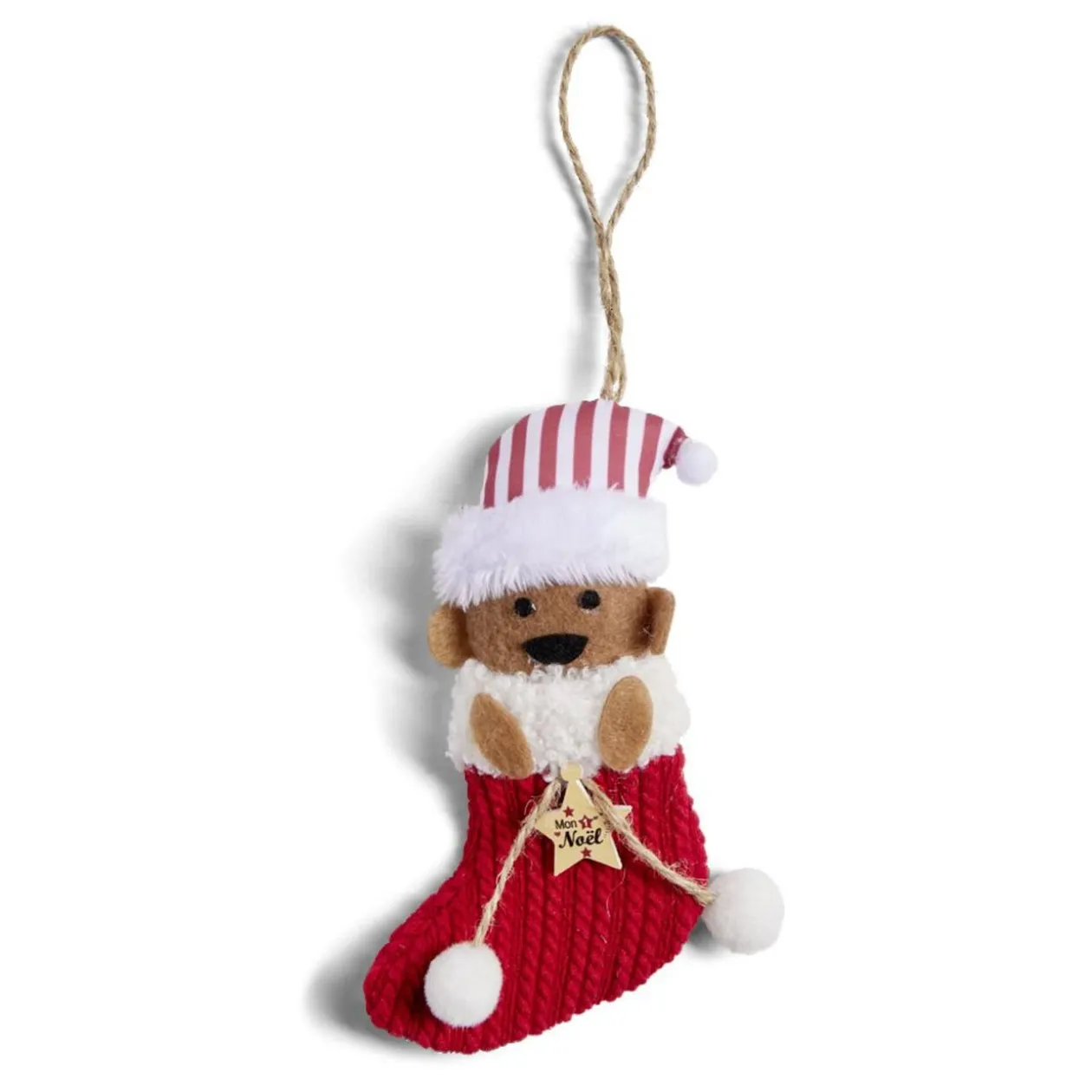 Chaussette à suspendre ourson "Mon 1er Noël" 7,5x15cm