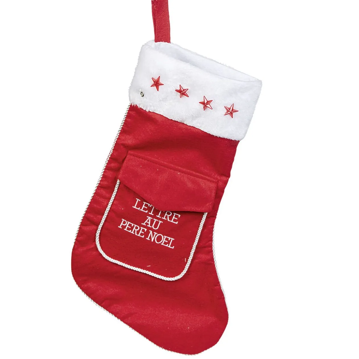 Chaussette de Noël avec poche Lettre au père Noël à suspendre