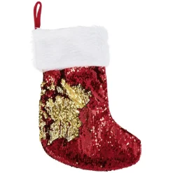 Chaussette de Noël rouge à sequins