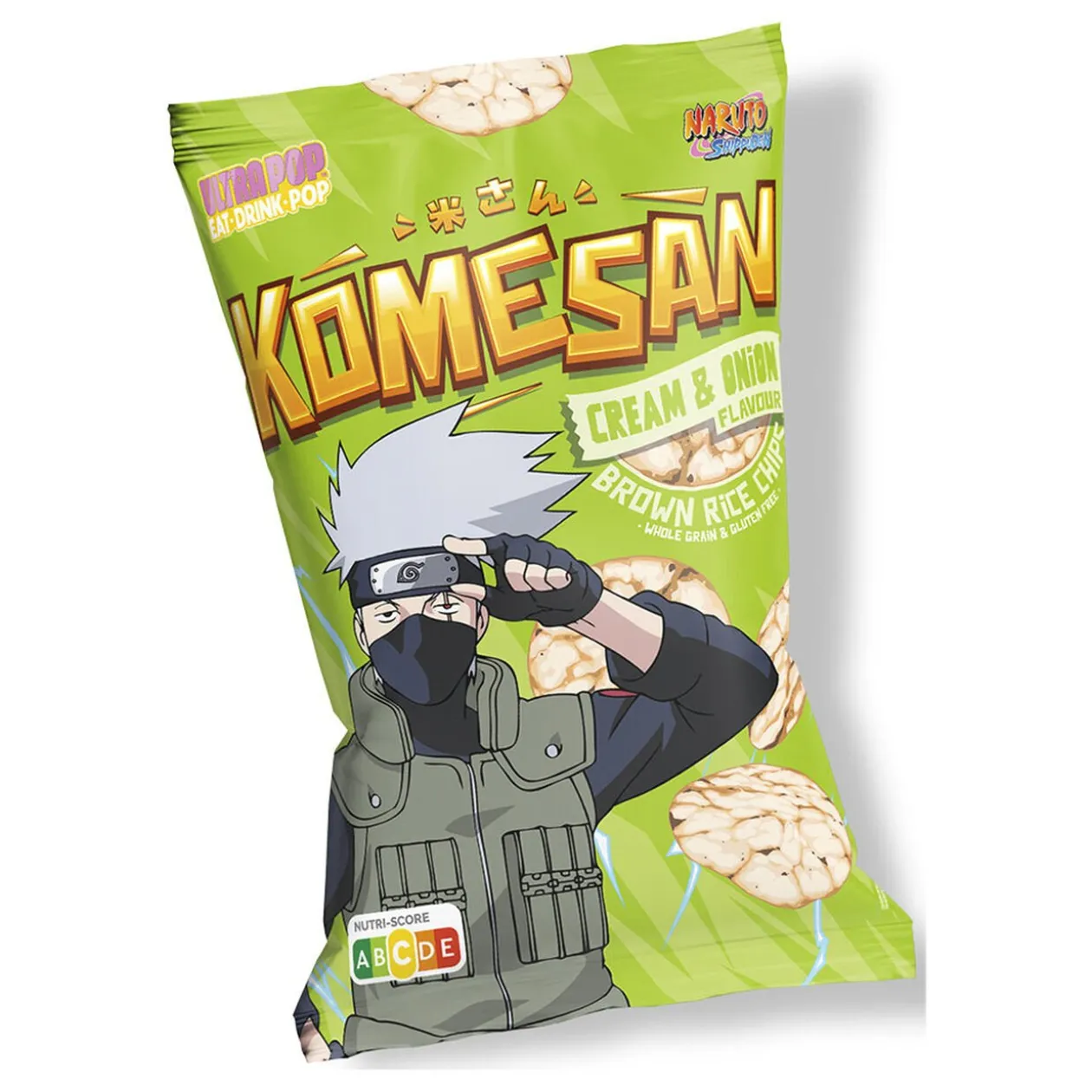 Chips de riz brun Komesan goût crème et oignon Kakashi Naruto 60g