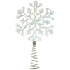 Cimier tête de sapin Noël flocon de neige blanc iridescent H18,5cm