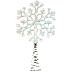 Cimier tête de sapin Noël flocon de neige blanc iridescent H18,5cm
