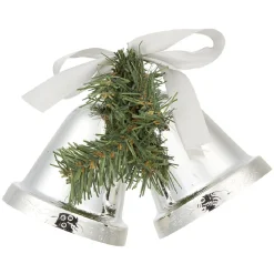 Cloche de Noël argentée à suspendre x2