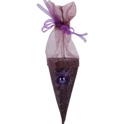 Cône à dragées organza violet x4