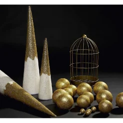 Cône blanc et doré Noël