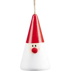 Cône en bois personnage de Noël à suspendre Ø5,5xH10cm