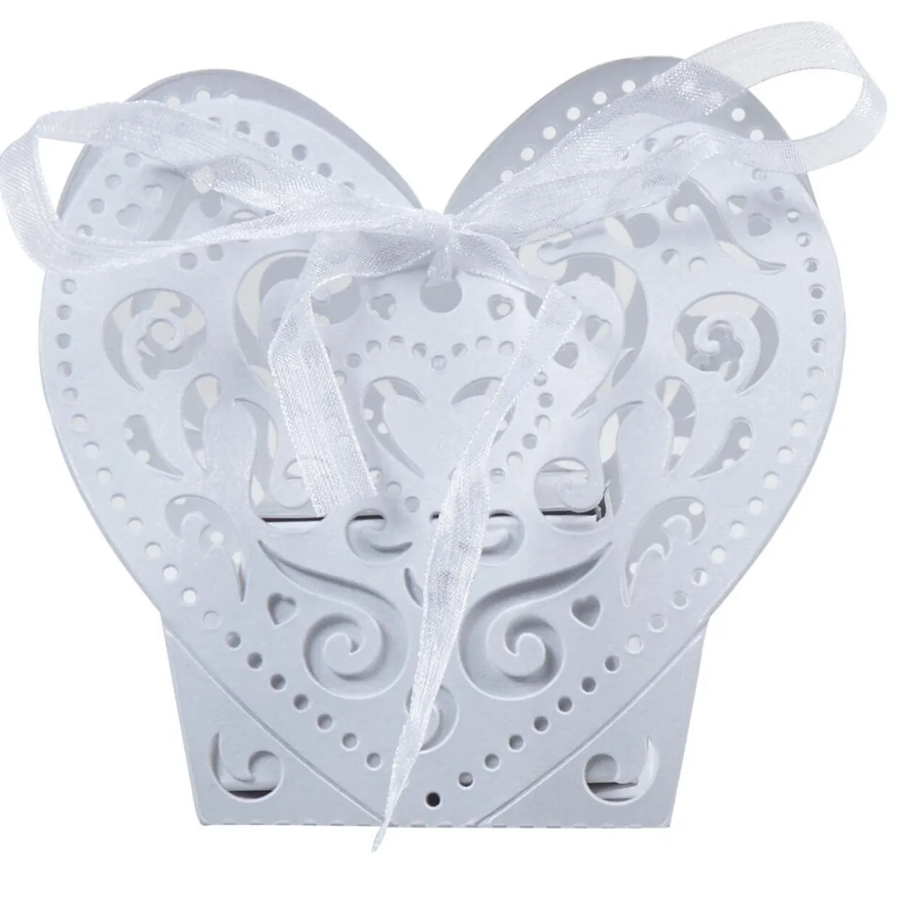 Coeur blanc à dragées x10