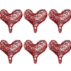 Coeur métal rouge bordeaux x6