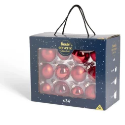 Coffret de 24 boules de Noël - 3 coloris