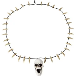 Collier Halloween dent et pendentif crâne tête de mort