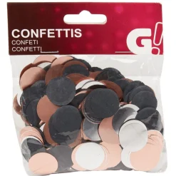 Confettis aluminium noir argenté rose Ø2 cm