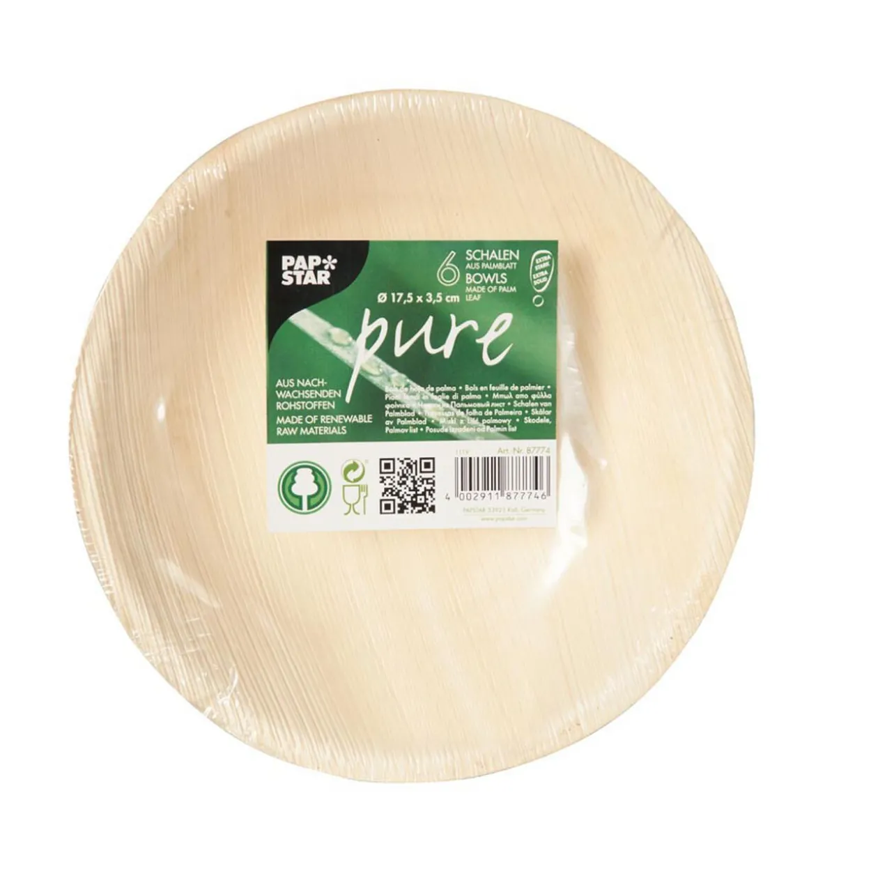 Coupelle ronde en feuille de palmier beige 300 ml x6