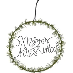 Couronne de Noël lumineuse effet branche de sapin Merry Christmas 20LED blanc chaud Ø36cm