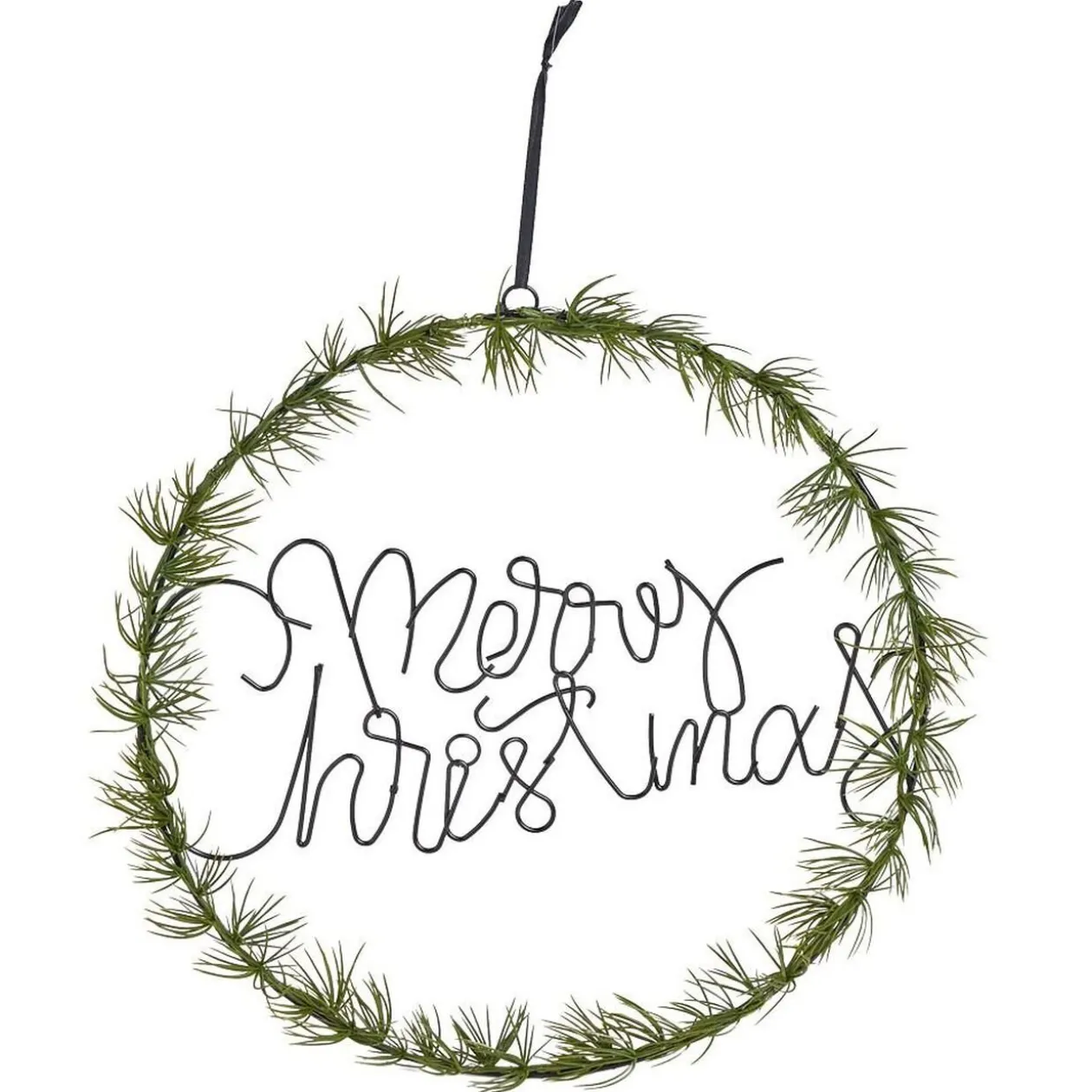 Couronne de Noël lumineuse effet branche de sapin Merry Christmas 20LED blanc chaud Ø36cm