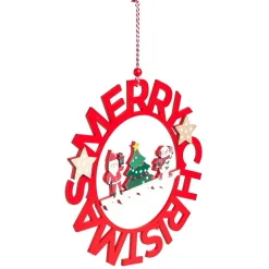 Couronne de Noël Merry Christmas en bois Ø25cm