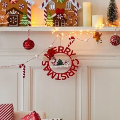 Couronne de Noël Merry Christmas en bois Ø25cm