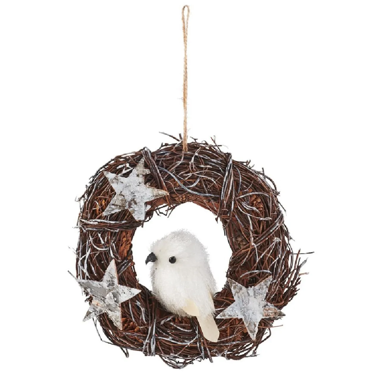 Couronne de Noël étoiles et oiseau