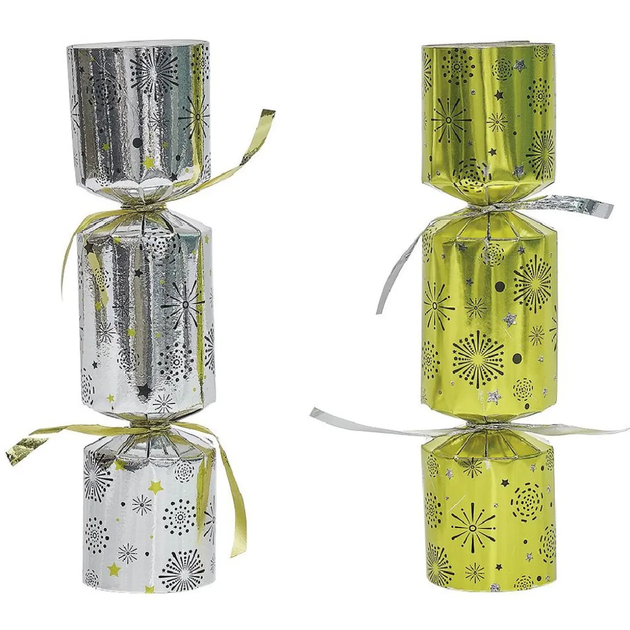 Crackers cotillons de fête argenté et doré 6 personnes