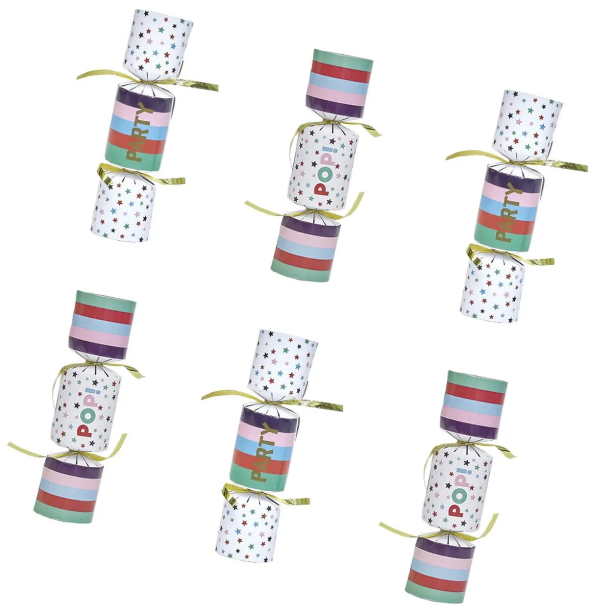 Crackers cotillons de fête multicolore 6 personnes
