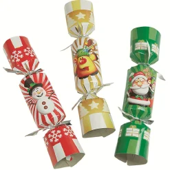 Crackers enfant Party Day motifs Noël colorés x12