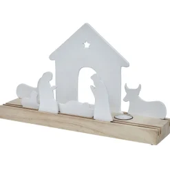 Crèche céramique et bois H22,5cm