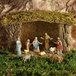 Crèche de Noël en bois et mousse 37x18xH22cm