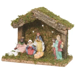Crèche de Noël lumineuse et 7 santons