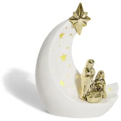 Crèche lune céramique lumineuse H18,5cm
