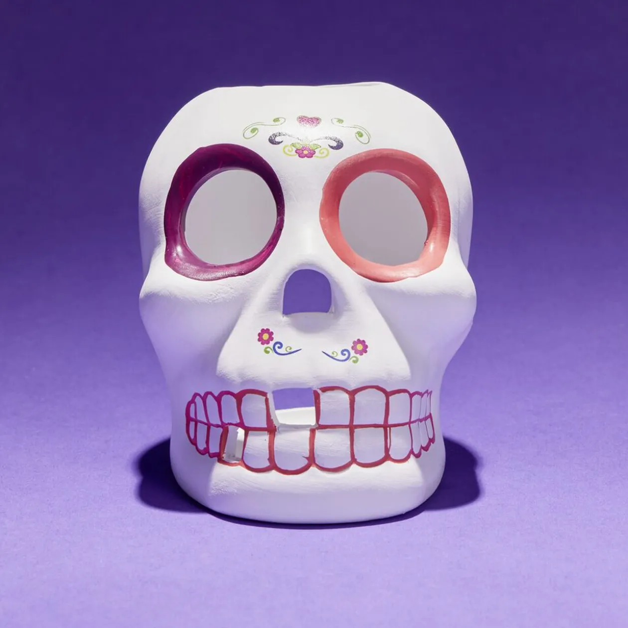 Crâne décoration Halloween en dolomite style mexicain 7x8xH10cm