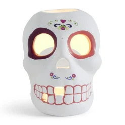 Crâne décoration Halloween en dolomite style mexicain 7x8xH10cm