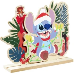 Déco à poser en bois Disney Stitch à Noël